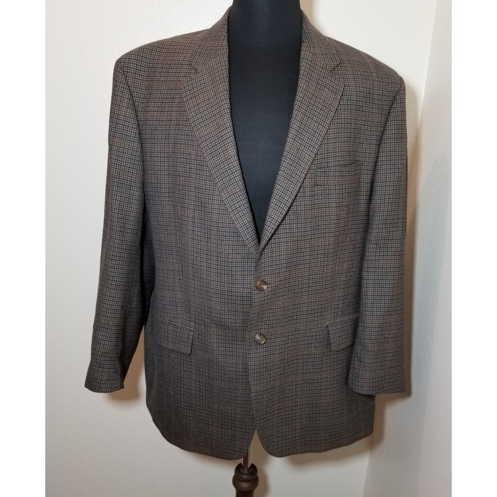Lauren Ralph Lauren 48R Houndstooth Blazer Tweed Sport Coat Wool Old Money Retro
